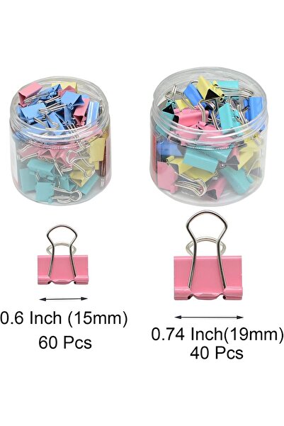 Choice 100Pcs 100 Pcs Colourful Small Binder Clips 2 Size Paper Clamps for Of...