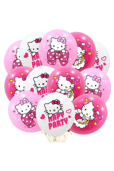 Miniso بالونات لاتكس كما هو موضح - 12 قطعة بالونات زينة هيلو كيتي لحفلات البن...