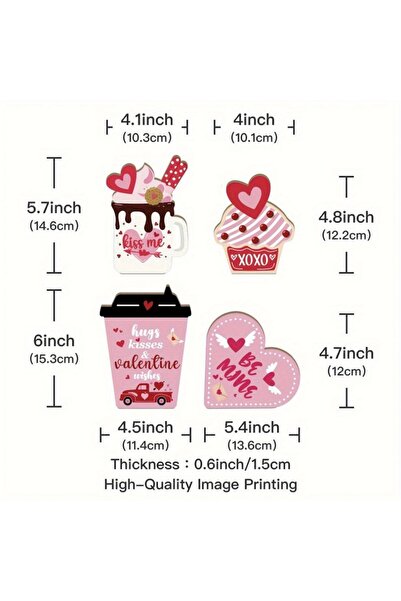 Choice طقم ديكور طاولة خشبي لعيد الحب مكون من 4 قطع بلون الياقوت الأزرق الداك...