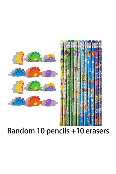 Choice مجموعة أدوات مكتبية عشوائية للأطفال بتصميم ديناصورات، تتضمن 20 قلم رصا...