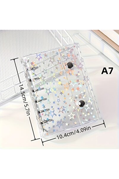 Choice A7 1pc A6 Binder Book with Iridescent Laser Star Cover - 6-Ring Notebo...