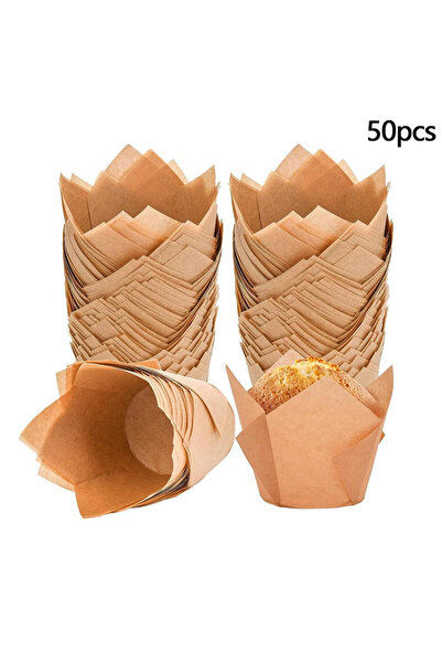 Choice Light brown 50Pcs Tulip Muffin Cupcake Paper Cups Oilproof Cupcakes Li...