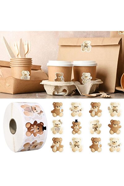 Choice لفة واحدة بيج، 500 قطعة، ملصقات دب كرتوني، إكسسوارات يمكنك صنعها بنفسك...