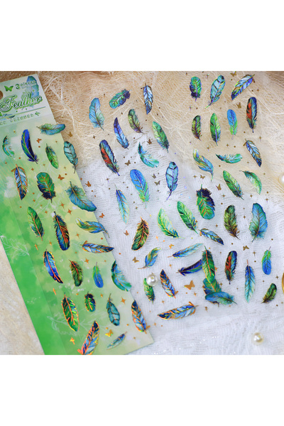 Choice1 C 3sheets Feather Stickers Perfect for Water Bottles Scrapbooks Self-...