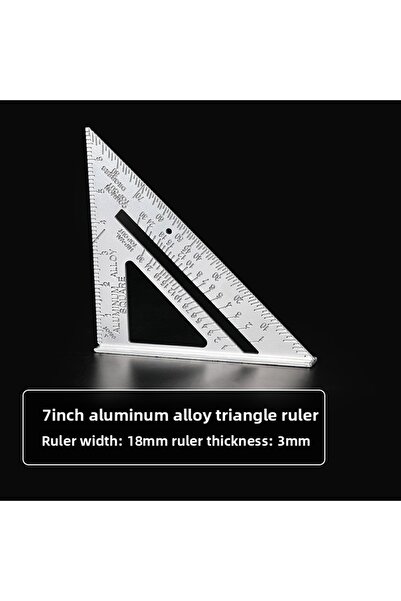 Choice Silver 1pcs 7Inch Triangle Ruler Measurement Tool Aluminium Alloy Carp...