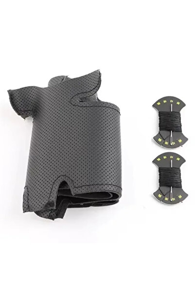 Choice غطاء عجلة قيادة سيارة مصنوع يدويًا من الجلد الصناعي بخيط أسود، مناسب ل...