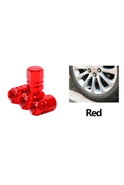 Choice 4pcs Red Aluminum Alloy Car Tire Valve Caps Airdust Waterproof Tyre Ri...