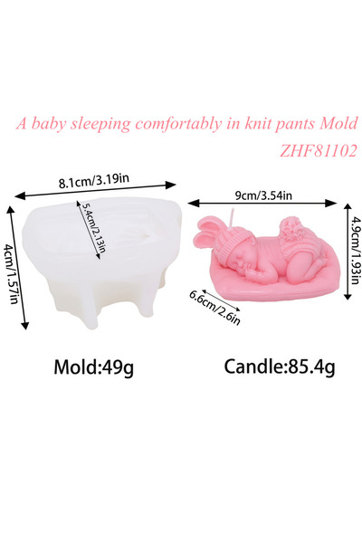 Choice قالب سيليكون ثلاثي الأبعاد على شكل طفل نائم يرتدي سروالًا محبوكًا، أدا...