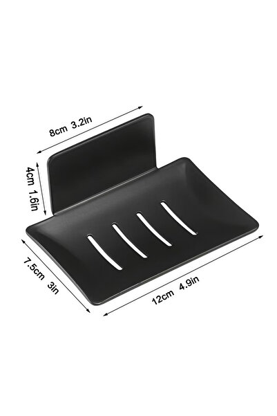 Choice علبة صابون سوداء للحمام، علبة صابون، رف تخزين جداري بدون حفر، تصريف، ح...