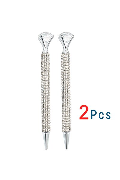 Choice 2Pcs Creative Big Diamond Metal Ballpoint Glitter Crystal Pen Metal Ca...