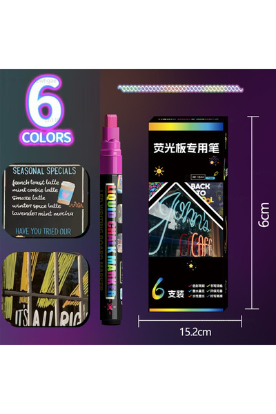 Choice قلم طباشير سائل قابل للمسح بستة ألوان، مناسب للكتابة على الجدران والإع...