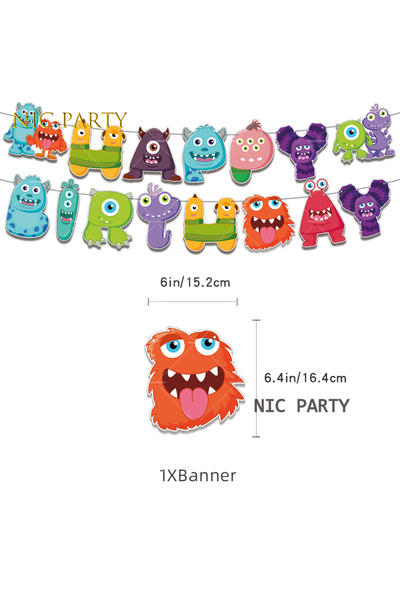 Choice مجموعة واحدة من لافتات زينة حفلات عيد ميلاد جامعة الوحوش، تتضمن بالونا...