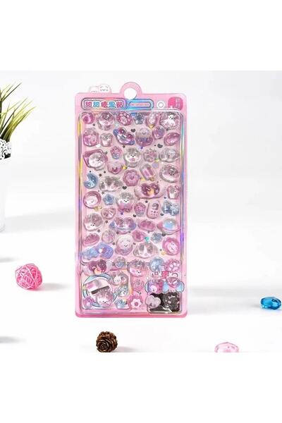 Choice3 ملصقات مكافآت للأطفال بتصميم كرتوني وردي ثلاثي الأبعاد بارز من الكريس...