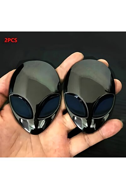 Choice Dark Grey 2pcs Alien Head Auto Heck Emblem Badge Sticker Decal car Fen...