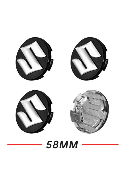 Choice1 أغطية مركزية سوداء لعجلات سيارات سوزوكي، مقاس 58 مم، 4 قطع، 54 مم و58...