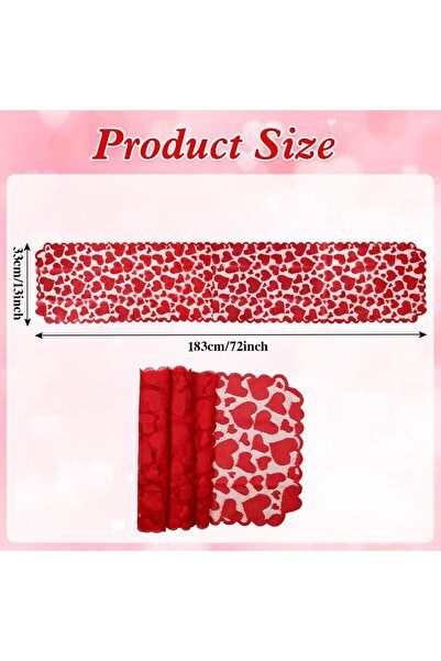 Choice Deep Sapphire Valentines Table Runner, 13 x 72 In Red Heart Lace Table...