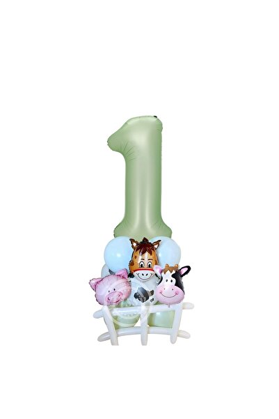 Choice balloon set 23pcs No.1 23pcs Carton Farm Animal Balloon Tower Green Nu...