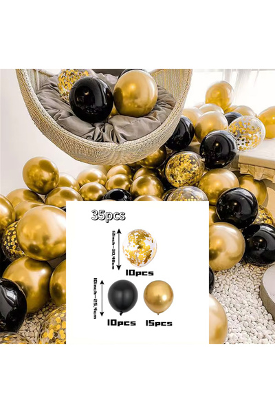 Choice Other Set 1 35Pcs Mixed Gold Black Confetti Latex Balloons Birthday Pa...