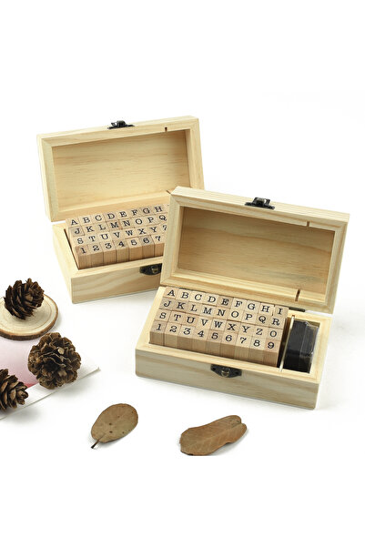 Choice مجموعة طوابع خشبية مكونة من 36 قطعة، حروف وأرقام ورموز عتيقة، مثالية ل...