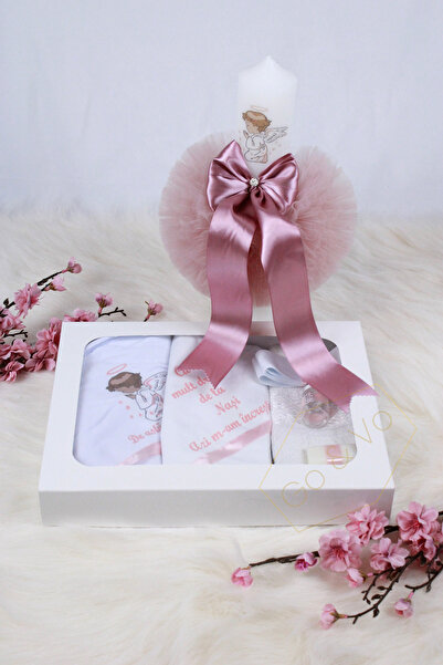 GoVo Kids Set complet trusou botez cu lumânare, Inger "Cu mult drag de la nas...