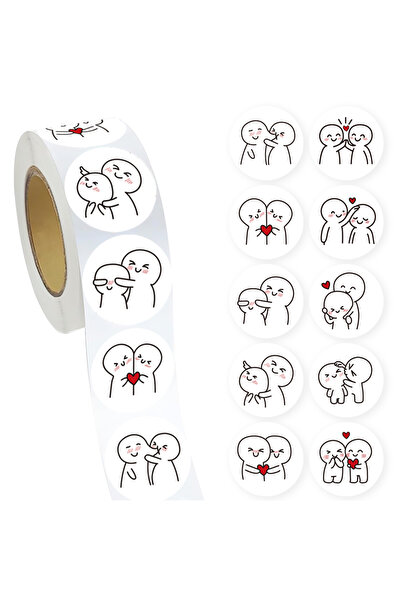 Choice WHITE 500 Pcs Minimalist Line Art Heart Stickers Roll - Warm Expressio...