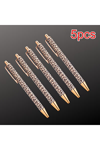 Choice light brown 5pcs 5pcs Trendy Leopard Pattern Pens - Press-on Mechanism...