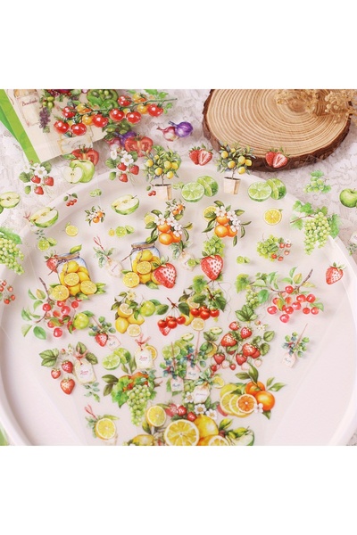 Choice1 دفتر يوميات مكون من 6 أوراق ملصقات مقطوعة مسبقًا بتصميم نباتات الفاكه...