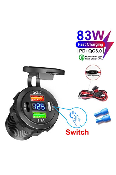 Choice5 شاحن سيارة جديد من كيبيدومي بقوة 83 واط، مزود بمنفذ USB، وفولتميتر، و...