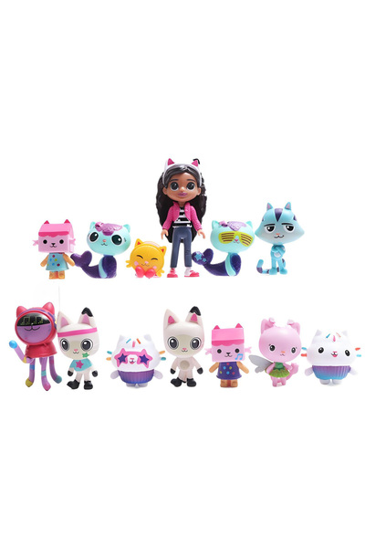 Miniso 13 Pcs ## Gabby Dollhouse Anime Figure Toy Smiling Car Cat Hug Gaby Gi...