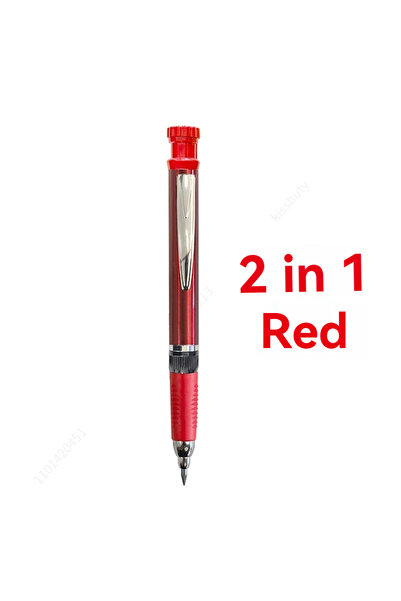 Choice قلم رصاص ميكانيكي صلب أحمر اللون، قطعة واحدة، مزود بمبراة مدمجة، قابل ...