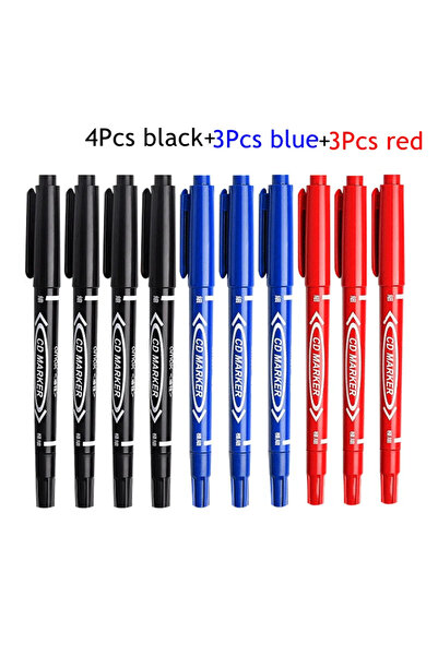 Choice 10Pcs mix 10Pcs/set Double Tip Art Black/Blue/Red Ink Permanent Paint ...