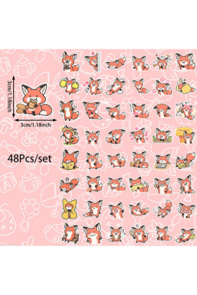 Choice 48 قطعة من ملصقات الثعالب الصغيرة المرحة واللطيفة، مقاس 6×5.2×0.5 سم، ...