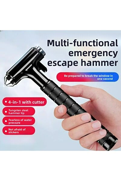 Choice مطرقة أمان للسيارة 4 في 1: متعددة الوظائف، مصباح يدوي، كاسر زجاج، أداة...