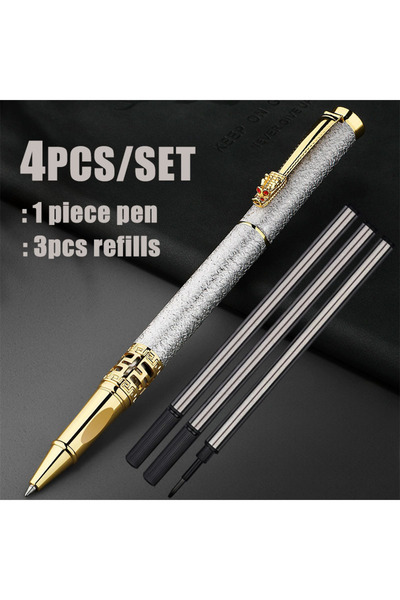 Choice 4pcs set silvery black 4pcs/set Elegant Golden Dragon Head Ballpoint P...