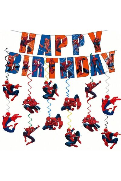Choice مجموعة أخرى من 13 قطعة من لوازم حفلات سبايدرمان، لافتة عيد ميلاد، زينة...