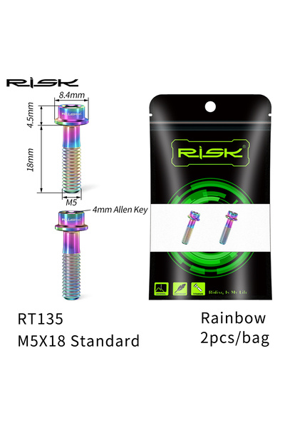 Choice RT135 CL Risk M5x18mm Bicycle Seatpost Clamp Bolts Titanium Alloy Scre...