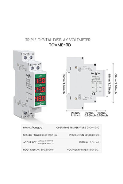 choice2 مقياس جهد كهربائي ثلاثي العرض، أحادي/ثنائي/ثلاثي الاتجاه، يُركّب على ...