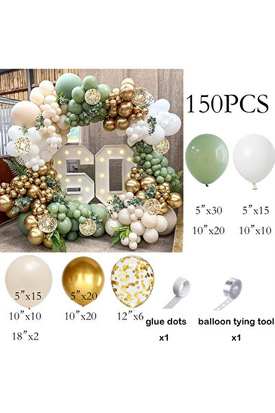 Choice كما هو موضح في الصورة رقم 1، 150 قطعة من بالونات قوسية باللون الأخضر ا...