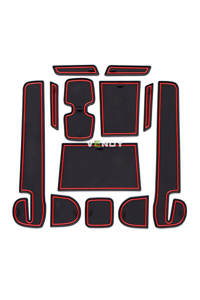 Choice طقم واحد من سجادات فتحة باب السيارة باللونين الأسود والأحمر، مناسب لسي...