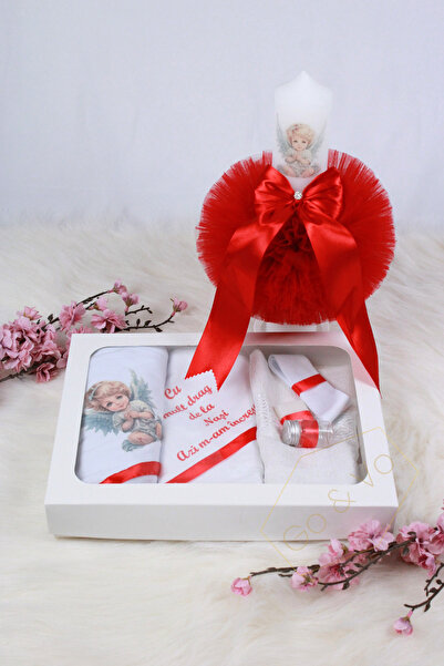 GoVo Kids Set complet trusou botez cu lumânare, Ingeras Baby – Trusou elegant...