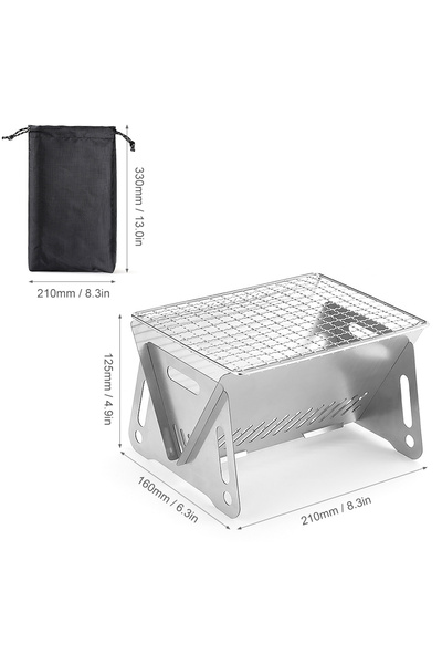 Choice موقد حطب للتخييم مع صفيحة شواء، قابل للطي، محمول، مصنوع من الفولاذ الم...