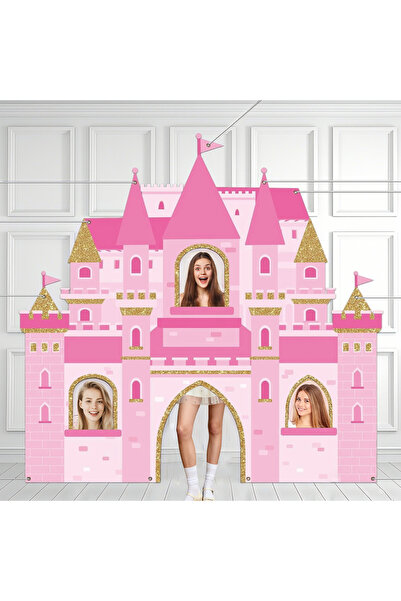 Choice دعائم كشك تصوير لحفلات القلعة الوردية، خلفية تصوير أميرة، حفلة عيد ميل...