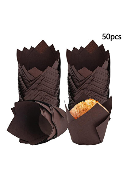 Choice Brown 50Pcs Tulip Muffin Cupcake Paper Cups Oilproof Cupcakes Liner Ba...