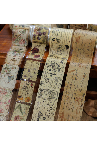 Choice شريط لاصق بني اللون، 4 لفات - شريط واشي عتيق مقطوع بالقالب - لفتان 1.3...