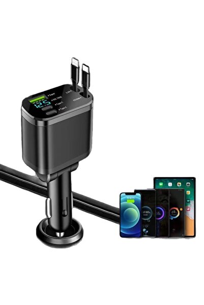 Choice شاحن سيارة سريع 5 في 1 من نوع USB PD من Apple، كابل قابل للسحب من النو...