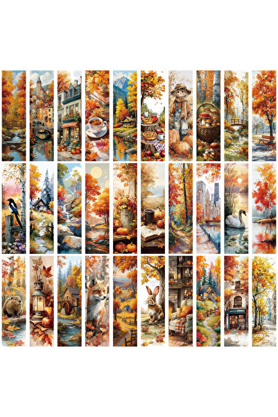 Choice 30 قطعة من فواصل الكتب بتصميم مناظر الخريف وأوراق الشجر المتساقطة، منا...