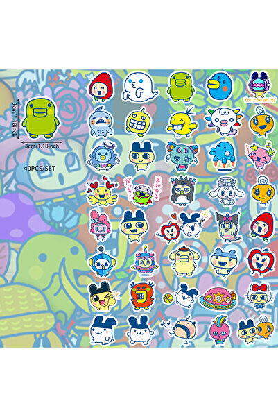 Choice 123X-tamagotchi 40 ملصقًا كرتونيًا لطيفًا مقاومًا للماء من تاماغوتشي ل...