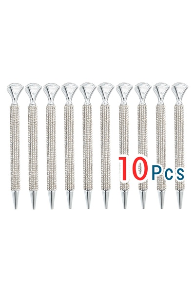 Choice 10Pcs Creative Big Diamond Metal Ballpoint Glitter Crystal Pen Metal C...