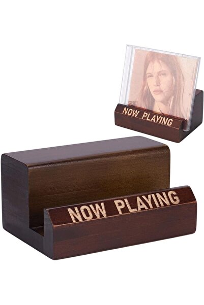 Choice AECH011-01966 Wooden Record Display Stand Now Playing Vinyl Record Sta...