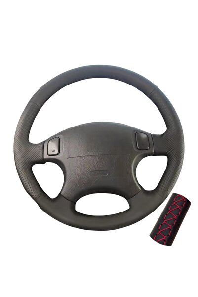 Choice غطاء عجلة قيادة السيارة مصنوع من جلد المايكروفايبر ومخيط يدويًا بخيط أ...